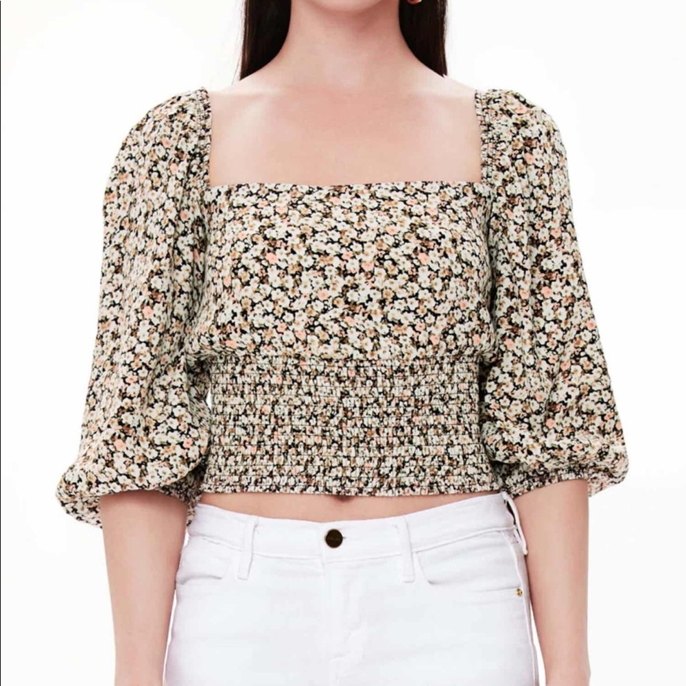 Floral smocked crop top